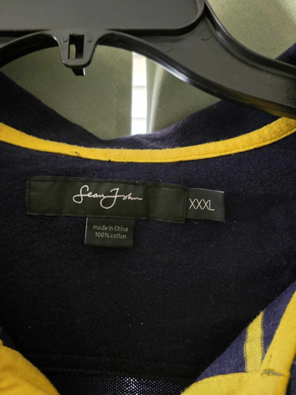 Sean John Men's Navy and Yellow Cotton Sweater - XXXL
